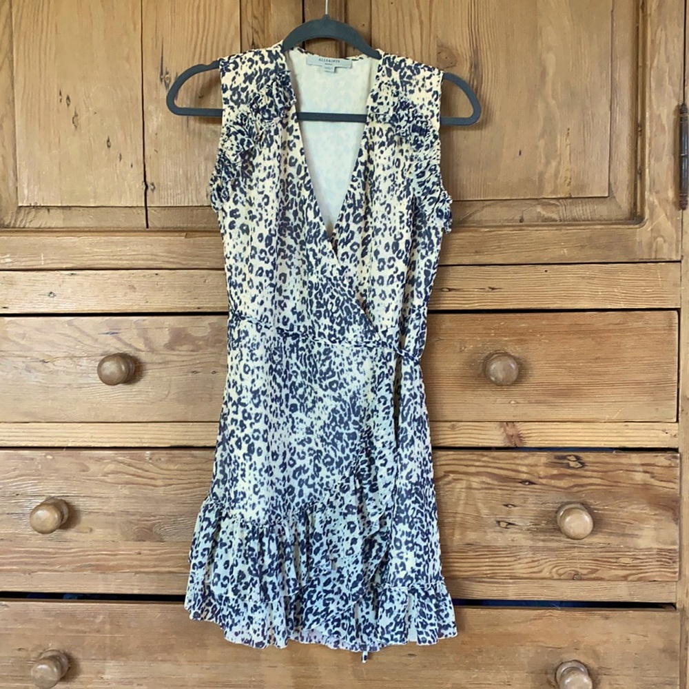 All Saints Priya Patch print wrap dress size S